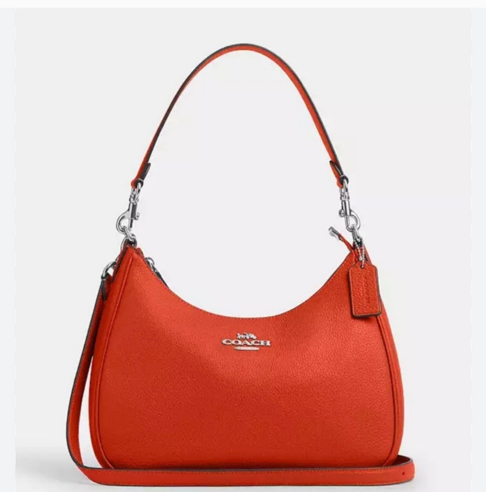 New! CV935 Coach Teri Hobo in Silver/Deep Orange (only 1 Left!)